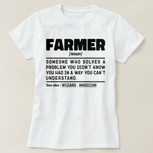 Farmer Noun Definition Cool Farming Lover Matching T-shirt (Design voorkant)