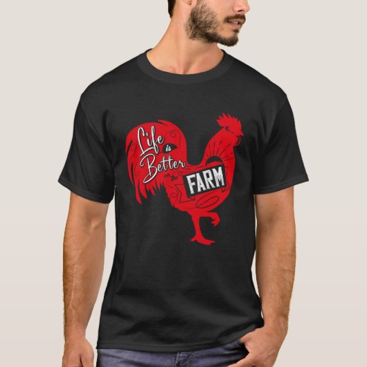 Farmer On The Farm Rooster T-shirt (Voorkant)