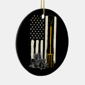 Farmer Patriot American Flag Tractor Rancher Keramisch Ornament (Rechts)