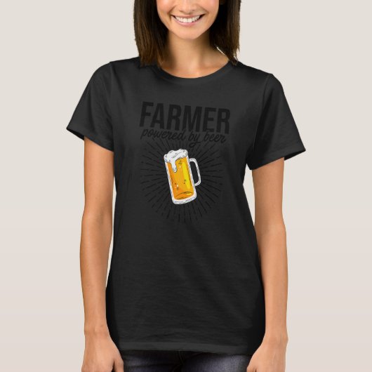 Farmer Powered By Beer Farming Agriculture Tractor T-shirt (Voorkant)