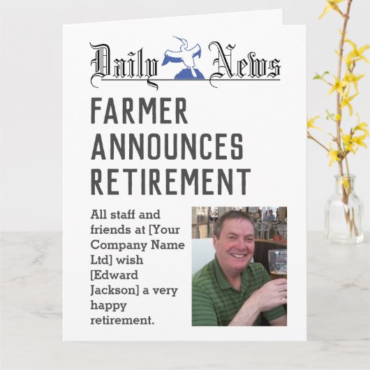 Farmer Retirement Kaart te personaliseren (Gele Bloem)
