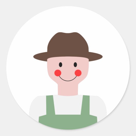 Farmer Ronde Sticker (Voorkant)