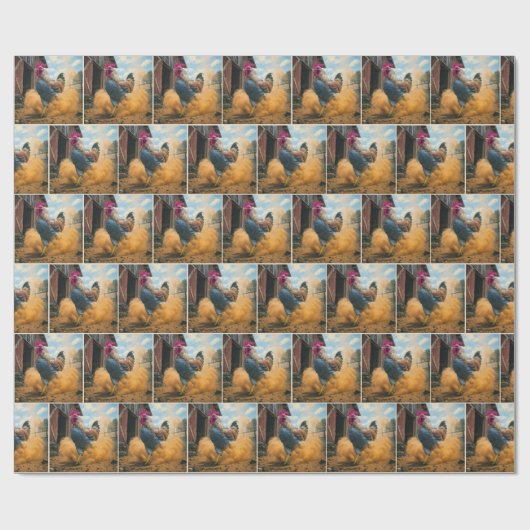 Farmer Rooster Kicking Up Dust Cadeaupapier (Vlak)
