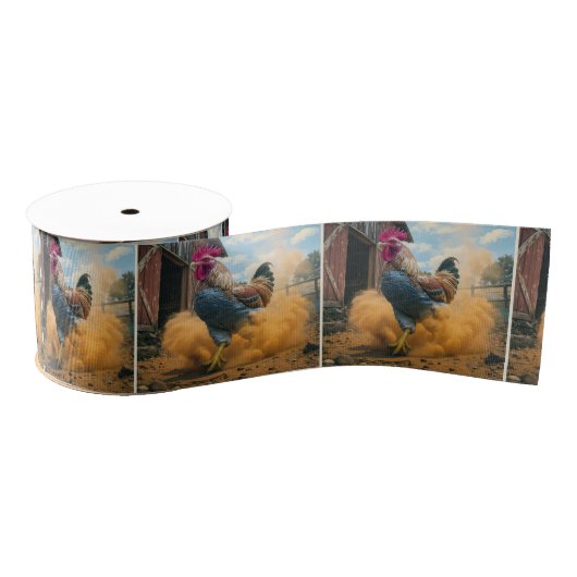 Farmer Rooster Kicking Up Dust Grosgrain Lint (Spoel)
