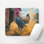 Farmer Rooster Kicking Up Dust Muismat (Met muis)