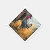 Farmer Rooster Kicking Up Dust Servet (Hoek)