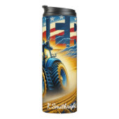 Farmer Tractor Amerikaanse vlag veld Thermosbeker (Geroteerd rechts)