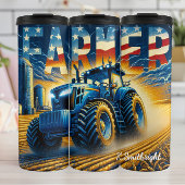 Farmer Tractor Amerikaanse vlag veld Thermosbeker