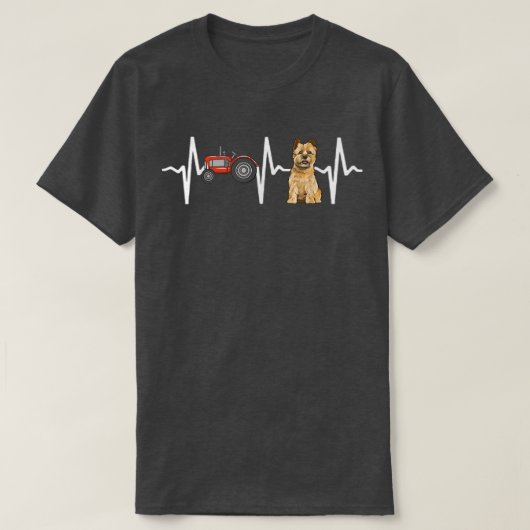 Farmer Tractor Cairn Terrier Heartbeat Hondenliefh T-shirt (Design voorkant)