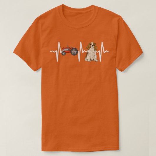 Farmer Tractor Cavalier King Charles Spaniel Heart T-shirt (Design voorkant)