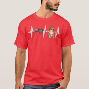 Farmer Tractor Collie Heartbeat Hondenliefhebber T-shirt
