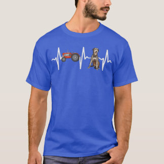 Farmer Tractor Irish Wolfhound Heartbeat Dog Lover T-shirt
