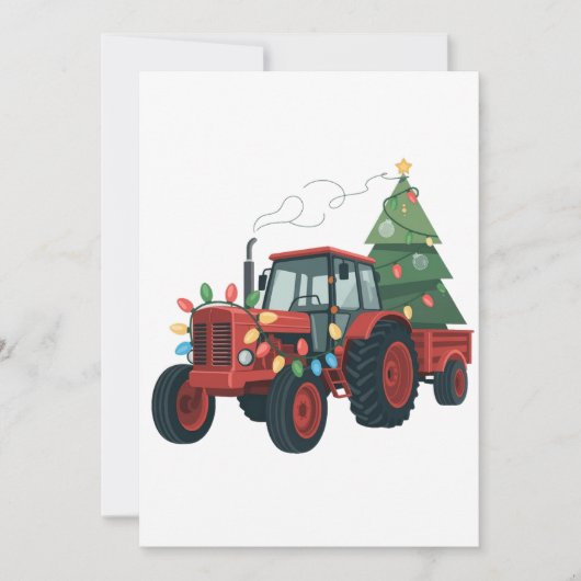Farmer Tractor Xmas Lighting Tractor Christmas Aankondiging (Voorkant)