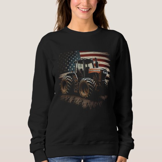 Farmer Tractors USA Flag Patriotic Farming Trui (Voorkant)