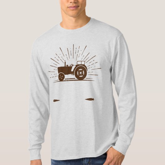 Farmer truckter grijs en zwart Basic lange mouw T-shirt (Voorkant)