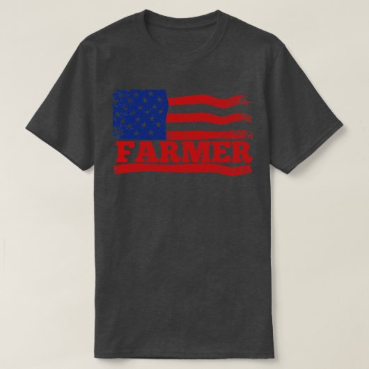 Farmer USA Amerikaanse vlag Gevist T-shirt (Design voorkant)