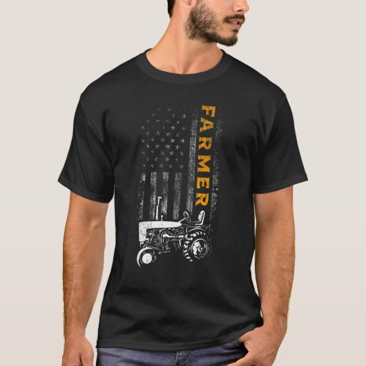 Farmer USA Flag Rancher Barnyard Harvest Farming B T-shirt (Voorkant)