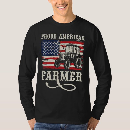 Farmer with USA Flag Proud American Farmer T-shirt (Voorkant)