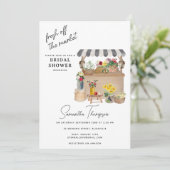 Farmer's Flower Cart Stand Market Vrijgezellenfees Kaart (Staand voorkant)