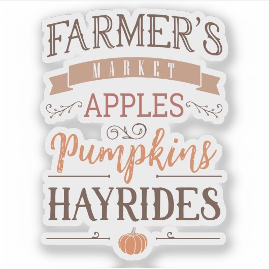 Farmer's Market Appels Pompoenen Hayrides Custom Sticker (Voorkant)