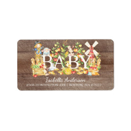 Farmers Market Baby shower Adreslabel Etiket