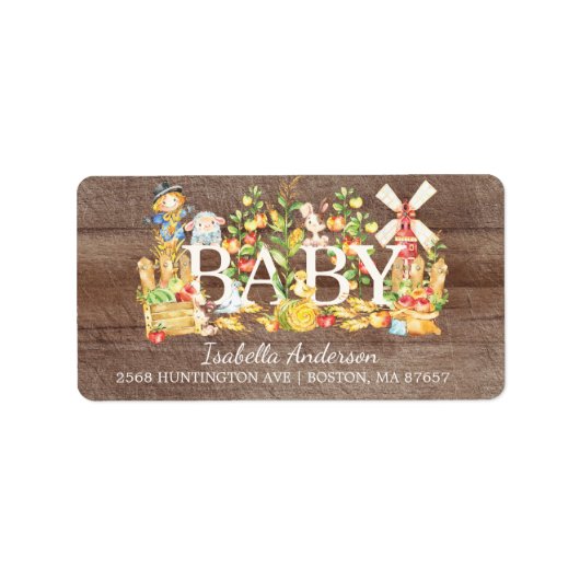 Farmers Market Baby shower Adreslabel Etiket (Voorkant)