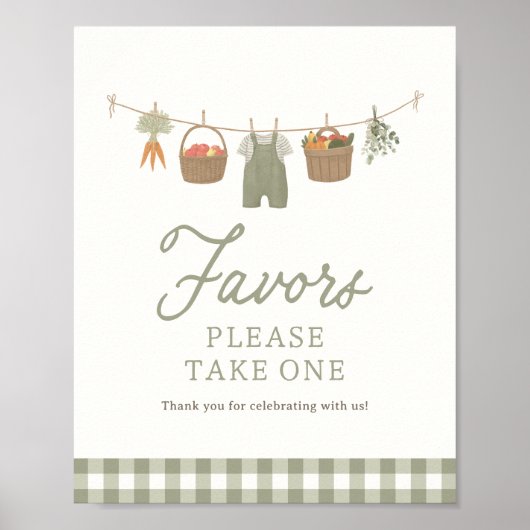 Farmers Market Baby shower Favors Sign Poster (Voorkant)
