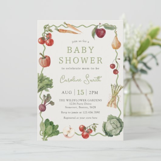 Farmers Market Baby shower Invitation Kaart (Staand voorkant)