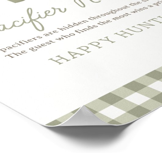 Farmers Market Baby shower Pacifier Hunt Sign Poster (Hoek)