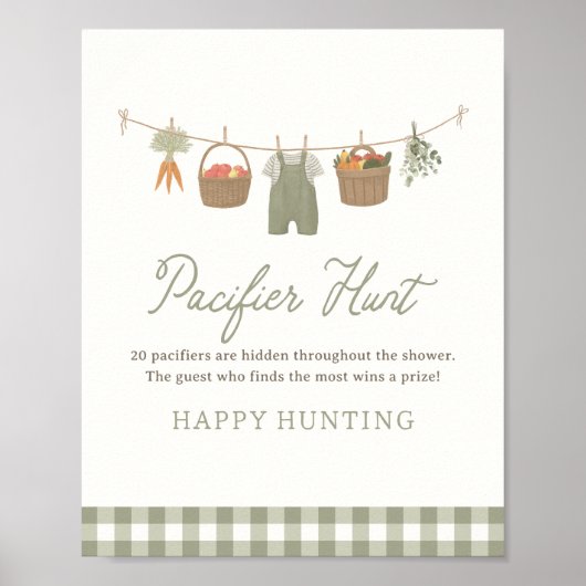 Farmers Market Baby shower Pacifier Hunt Sign Poster (Voorkant)