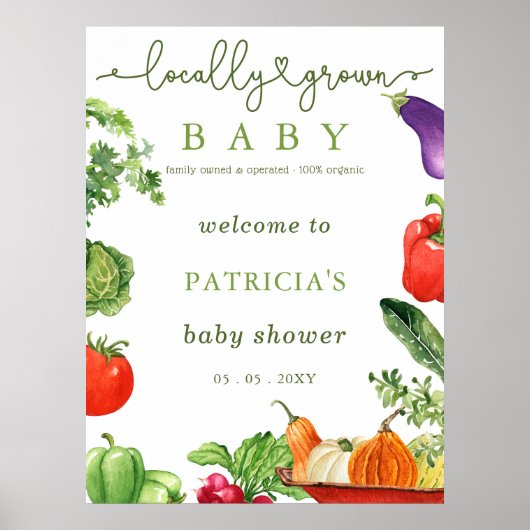 Farmers Market Baby shower Welcome Sign Poster (Voorkant)