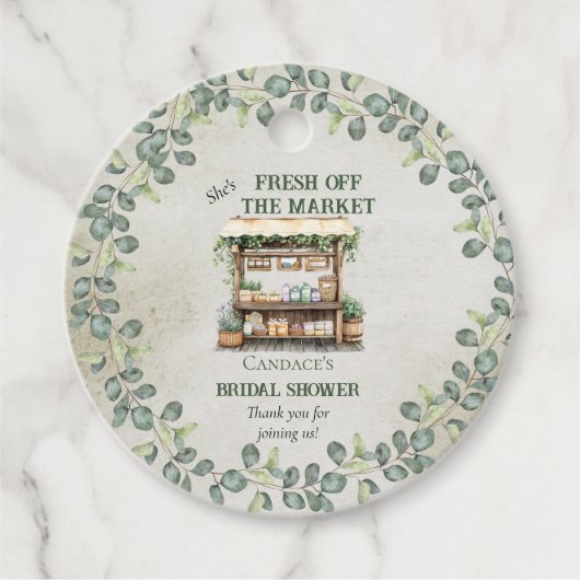 Farmer's Market Boerderij Stand Welkom Vrijgezelle Bedankjes Labels (Voorkant)