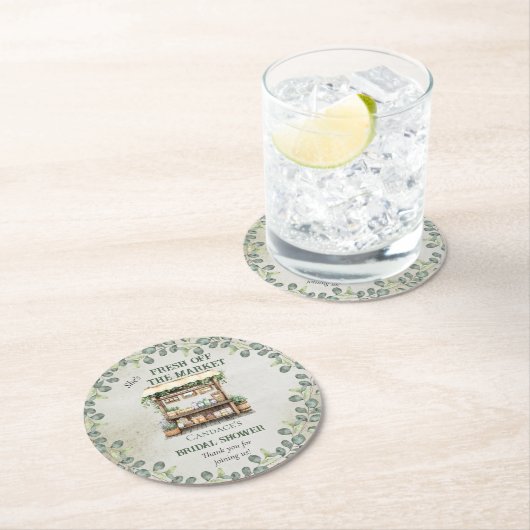 Farmer's Market Boerderij Stand Welkom Vrijgezelle Ronde Kartonnen Onderzetter (Insitu)