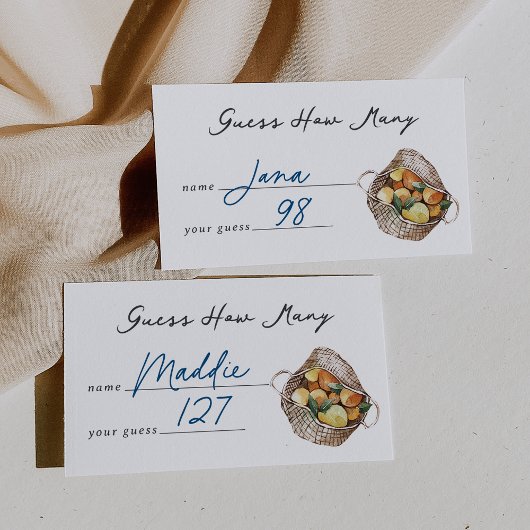 Farmers Market Bridal Shower Guessing Game Card Informatiekaartje