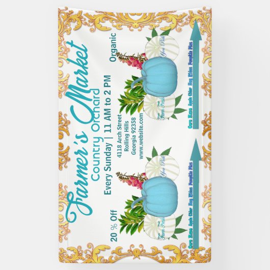 Farmers Market Herfst Pumpkins Harvest Golden Lijs Spandoek (Verticaal)