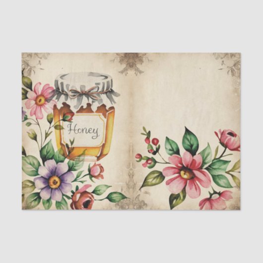 Farmer's Market Honey en Bloemen Decoupage Tissuepapier (Voorkant)