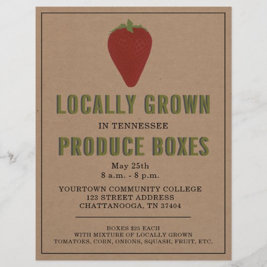 Farmer's Market Local Produce Strawberry Flyer (Voorkant)
