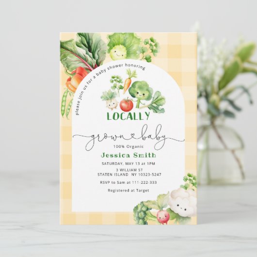 Farmers market Locally grown baby shower Kaart (Staand voorkant)