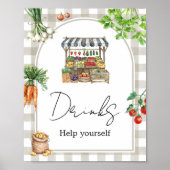 Farmers Market Locally Grown Shower Drinks Sign Poster (Voorkant)