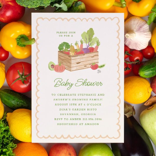 Farmer's Market Locally Grown Veggies Baby Shower Kaart