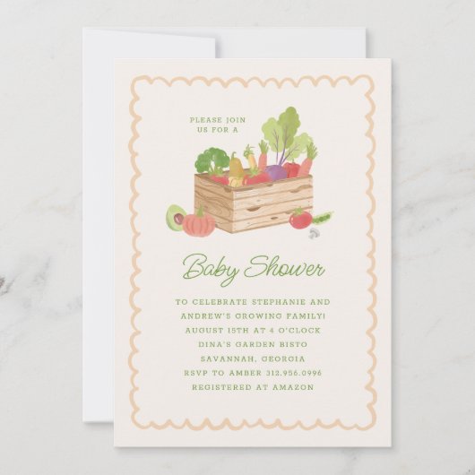Farmer's Market Locally Grown Veggies Baby Shower Kaart (Voorkant)