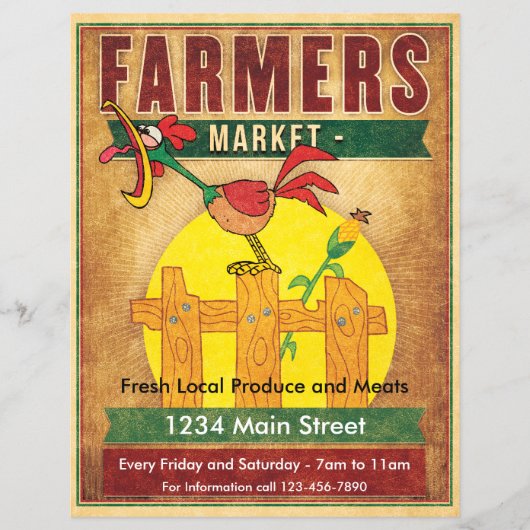 Farmers Market Morning Rooster Flyer (Voorkant)