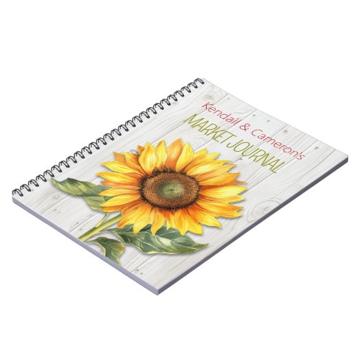 Farmers Market Personalized Sunflower Notebook Notitieboek (Linkerzijde)