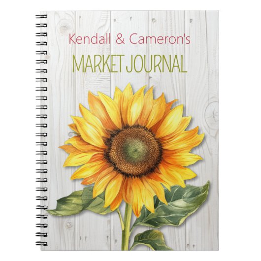 Farmers Market Personalized Sunflower Notebook Notitieboek (Voorkant)