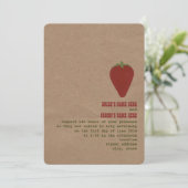 Farmer's Market Thema Bruiloft Uitnodigen | Aardbe Kaart (Staand voorkant)