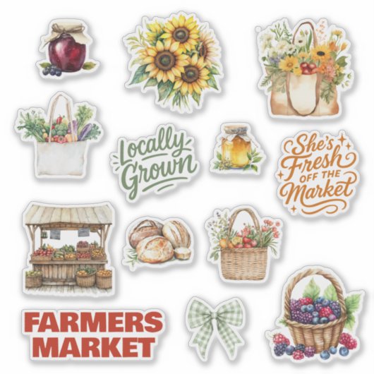 Farmers Market Theme Produce Bridal Shower Sticker (Voorkant)