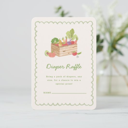 Farmer's Market Veggies Diaper Raffle Informatiekaartje (Staand voorkant)