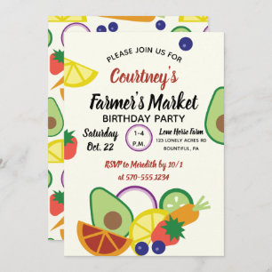 Farmer's Market Verjaardagsfeest Fruit en groenten Kaart