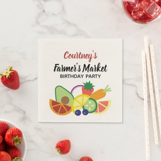 Farmer's Market Verjaardagsfeest Fruit en groenten Servet (Insitu)