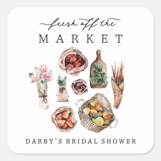 Farmers Market Vrijgezellenfeest Favoriet Vierkante Sticker (Voorkant)